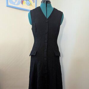 Vintage 100% Wool Sleeveless Dress with Pockets